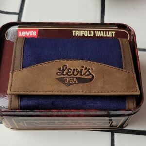 Levi's Vintage Copper Riveted Tin W/ Canvas & Leather Wallet